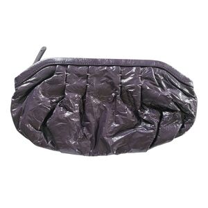 GAP Purple Crinkle Patent Leather Clutch Purse Bronze Lining Zip Close Y2K Puffy